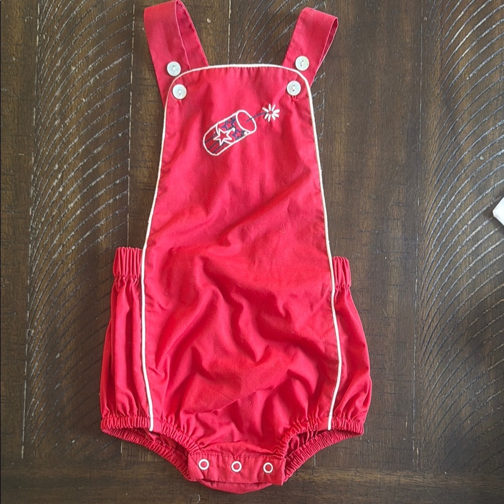 The Oaks Apparel Co Romper Firecracker Embroidery